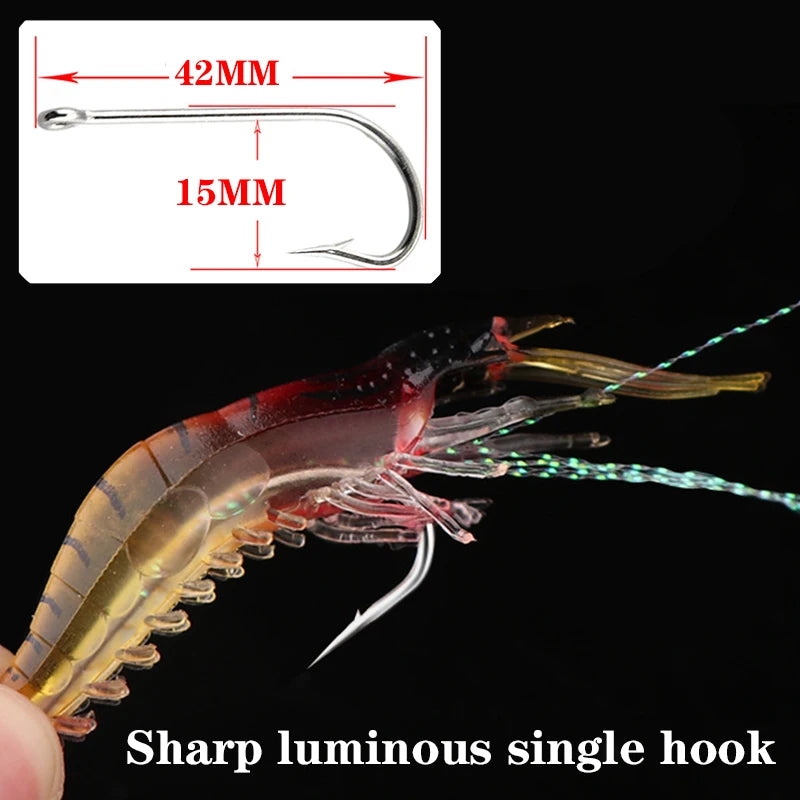 1 Pc Luminous Soft Fishing Lures Fake Shrimp Floating Shaped Lure Bait Bionic Artificial Shrimp with Hook Fishing Tackle