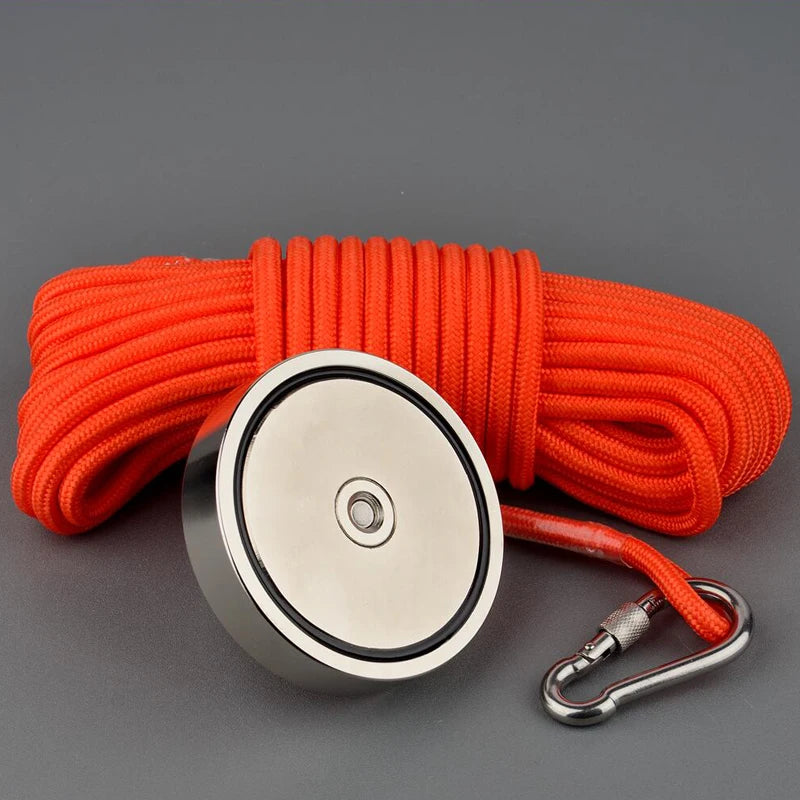 500KG Salvage Fishing Magnetic Stell Cup Holder Deep Sea Permanent Neodymium N52 Magnet with15m Rope Glovses Bag