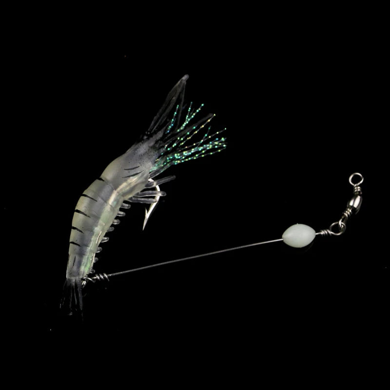 3 Pieces Night Noctilucent Soft Silicone Shrimp Fishing Lures 9cm 5.2g Artificial Prawn Bait Cuttlefish Octopus Lure Fish Jigs