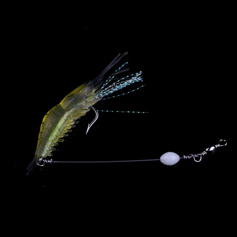 3 Pieces Night Noctilucent Soft Silicone Shrimp Fishing Lures 9cm 5.2g Artificial Prawn Bait Cuttlefish Octopus Lure Fish Jigs