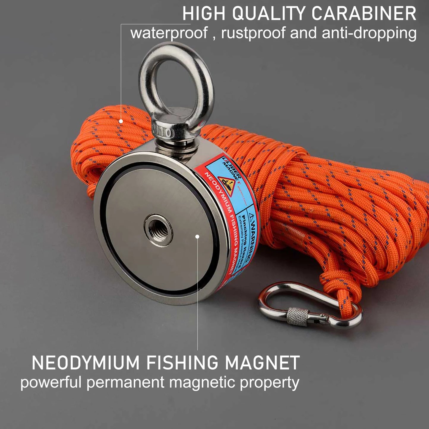 Double Sided 150KG to 500KG Round Neodymium Magnet Hook Salvage Magnet Sea Fishing Equipment Holder