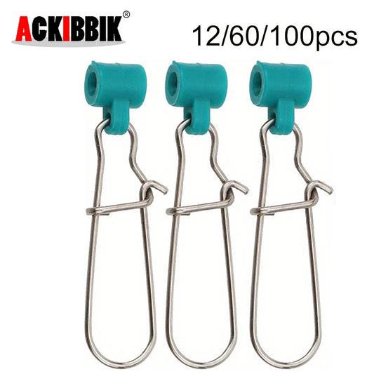 Ackibbik 12/60/100pcs Fishing Line Sinker Slides Catfishing Rig Saltwater Heavy Duty Sinker Weights Connector with Duo Lock Snap