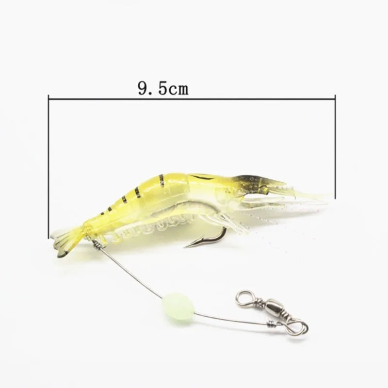 9cm 7g Luminous Fake Shrimp Soft Silicone Artificial Bait with Bead Swivels hook for fishing Sabiki Rig Fishing Tackle Sea