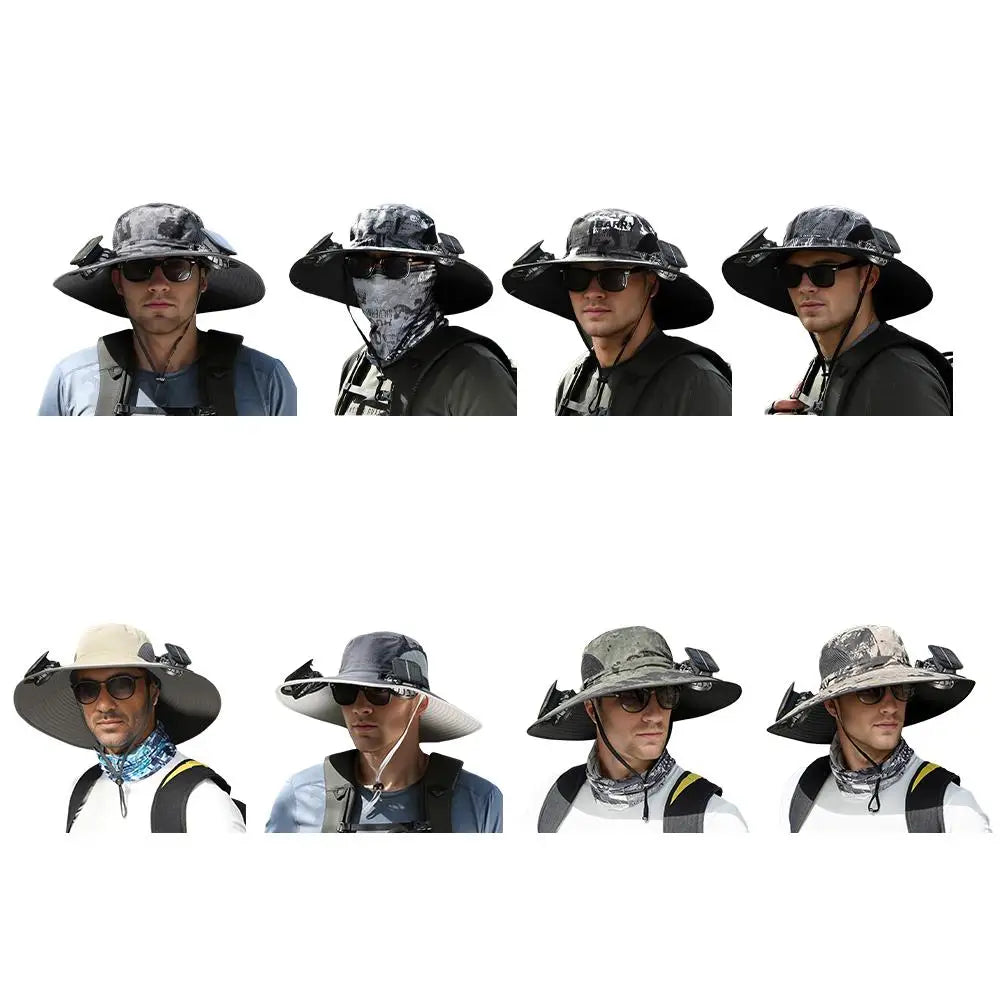 Big Head Wai Fat Wai Size Sunshade Hat Men's Outdoor Fishing Hat Summer Solar Fan Rechargeable Lithium Battery