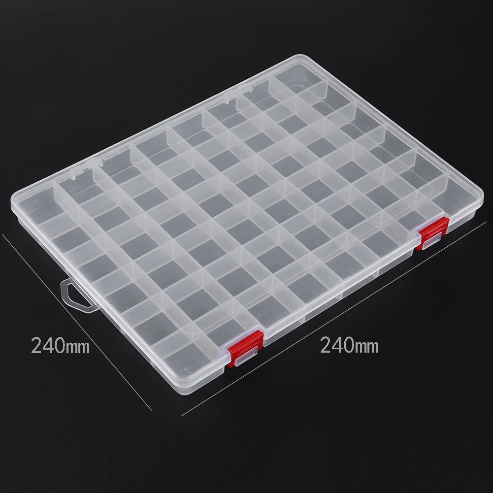 10/15/24/48 Grids Compartment Fishing Tackle Box Transparent Plastic Storage Box Fishing Lure Bait Hook Organizer Case Container