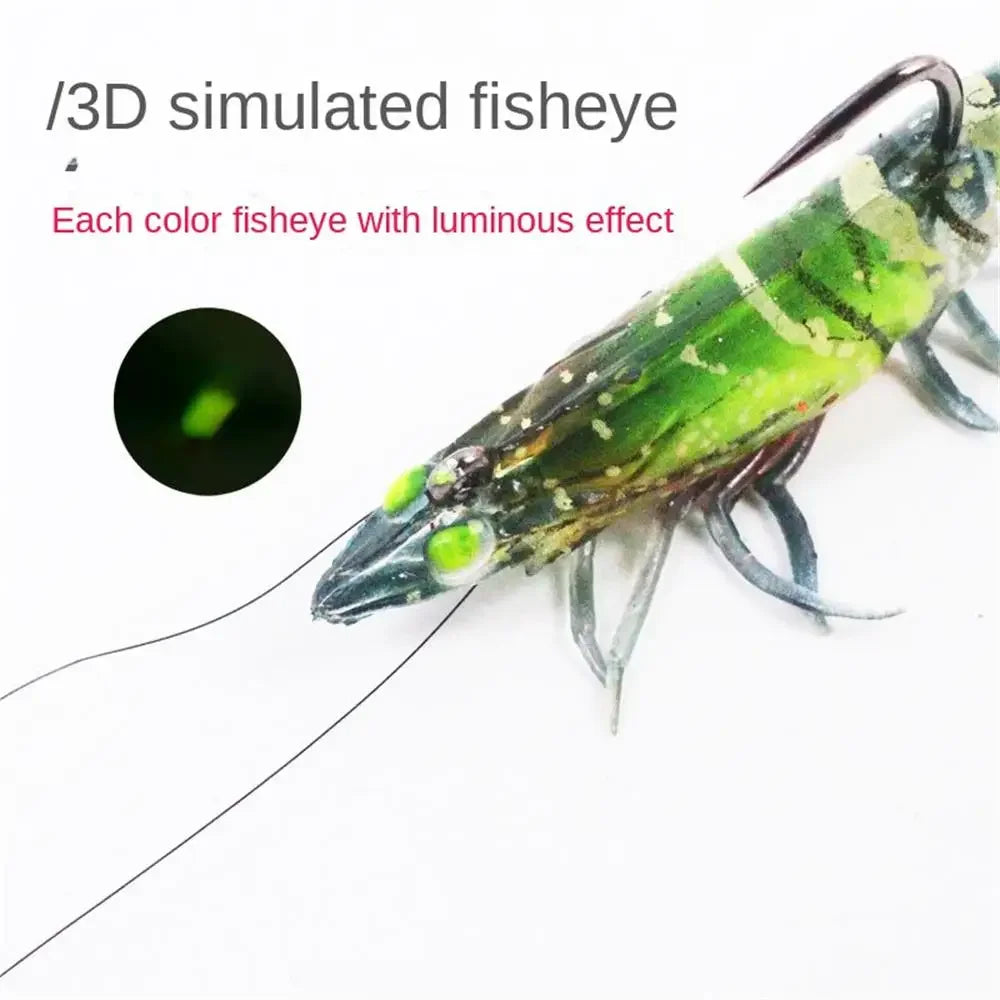 90mm Luminous Shrimp Silicone Artificial Bait Simulation Soft Prawn With Hooks Carp Wobbler For Fishing Tackle Lures Accessories