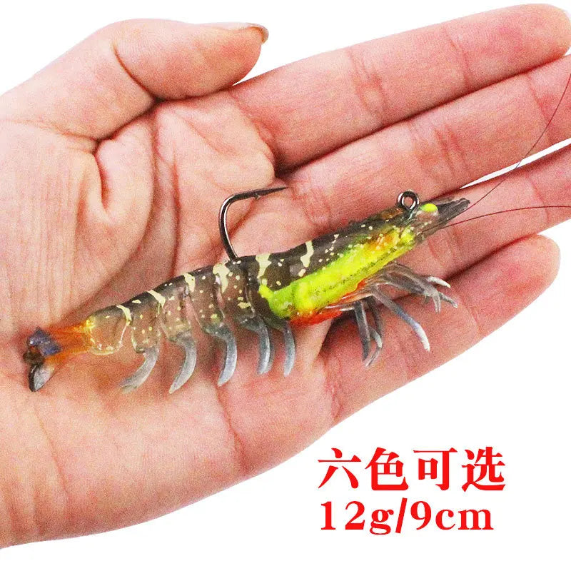 90mm Luminous Shrimp Silicone Artificial Bait Simulation Soft Prawn With Hooks Carp Wobbler For Fishing Tackle Lures Accessories