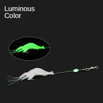 9cm 7g Luminous Fake Shrimp Soft Silicone Artificial Bait with Bead Swivels hook for fishing Sabiki Rig Fishing Tackle Sea