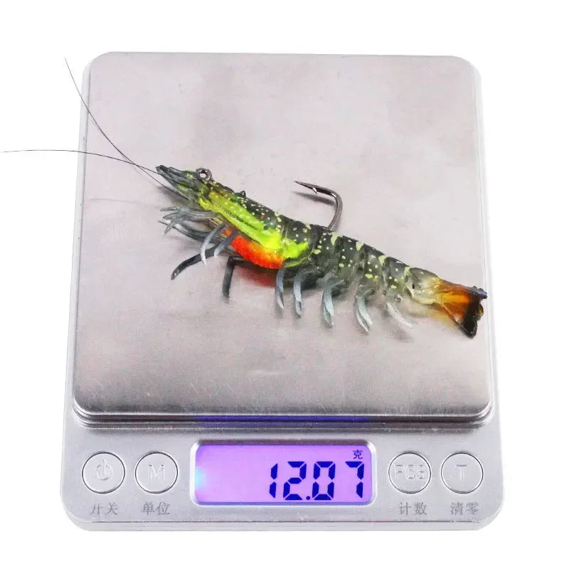 90mm Luminous Shrimp Silicone Artificial Bait Simulation Soft Prawn With Hooks Carp Wobbler For Fishing Tackle Lures Accessories