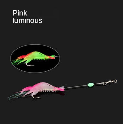 9cm 7g Luminous Fake Shrimp Soft Silicone Artificial Bait with Bead Swivels hook for fishing Sabiki Rig Fishing Tackle Sea