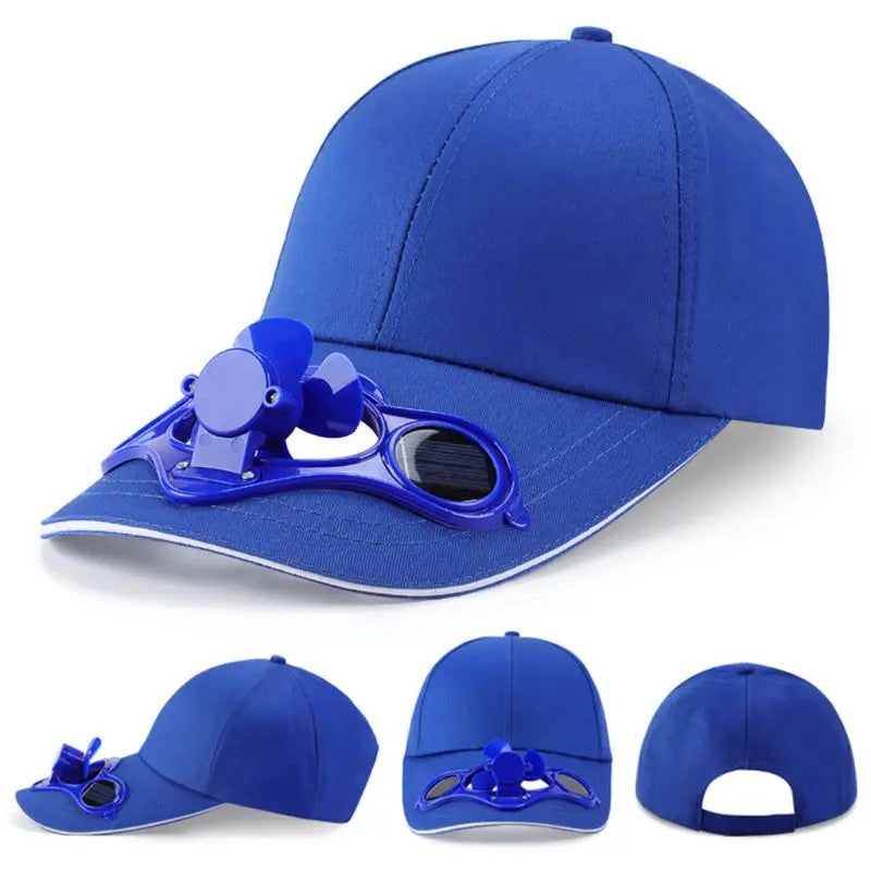 Summer Solar Panel Powered Cooling Fan Baseball Cap Outdoor Peaked Sun Visor Hat