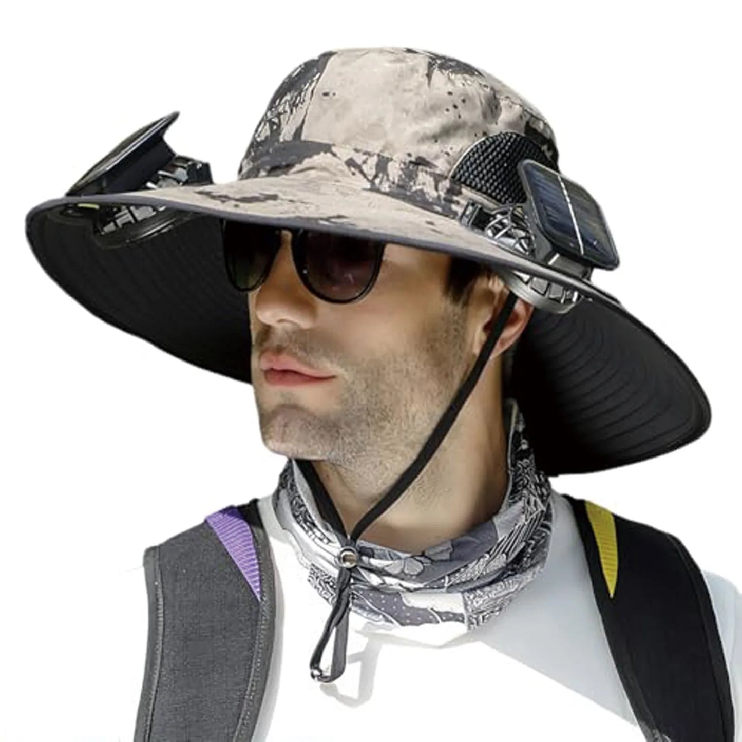 Swim Hat Men Outdoor Wide Brim Sun Hat With Solar Fan Wide Brim Solar Fan Outdoor Fishing Hat Solar USB Charging Desktop Visor