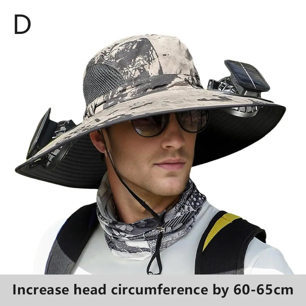 Big Head Wai Fat Wai Size Sunshade Hat Men's Outdoor Fishing Hat Summer Solar Fan Rechargeable Lithium Battery