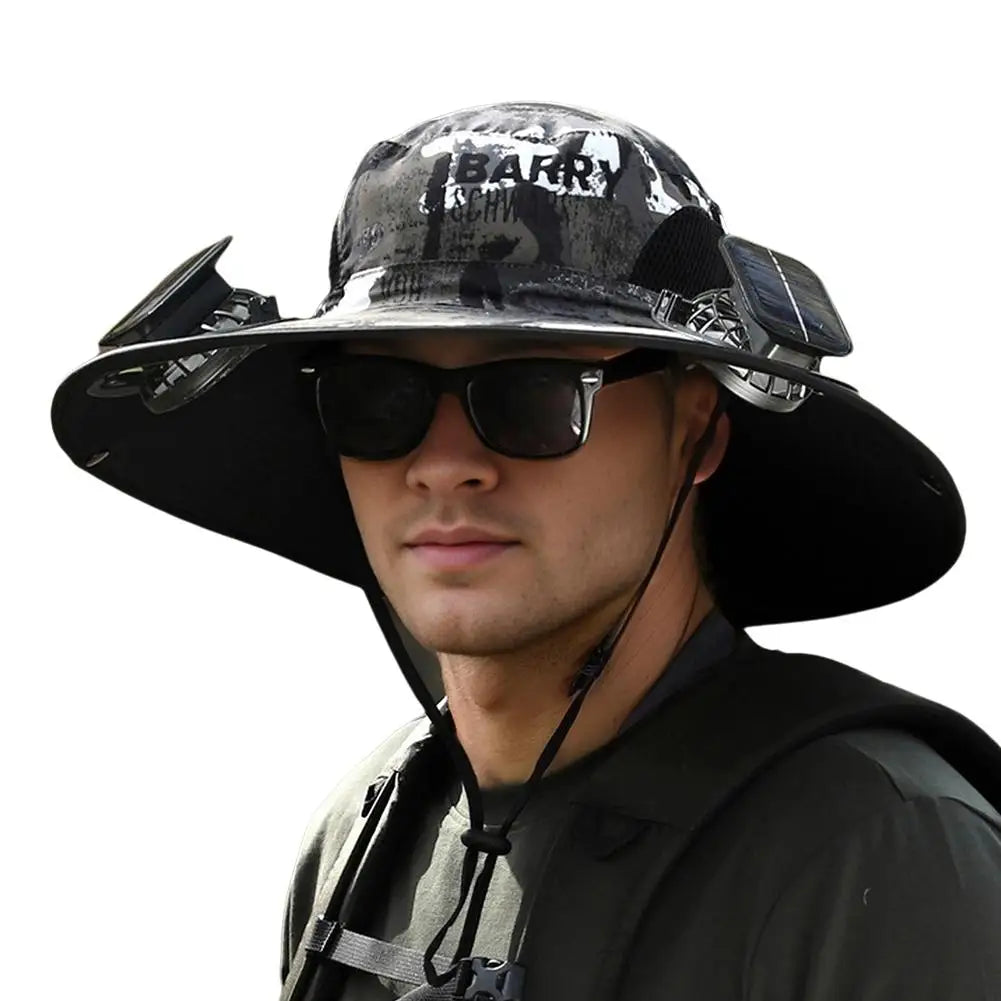 Big Head Wai Fat Wai Size Sunshade Hat Men's Outdoor Fishing Hat Summer Solar Fan Rechargeable Lithium Battery