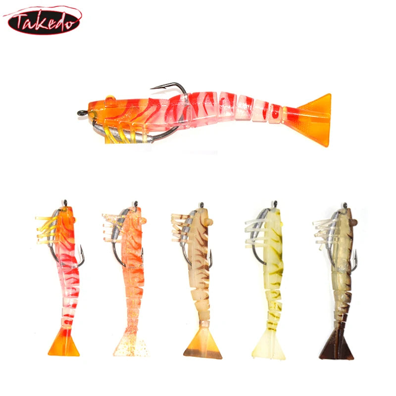 TAKEDO LIVE SHRIMP LV01A 90MM 8G 120MM 17G Prawn Lure TPR Artificial Bait Soft Lure Fishing Shrimp Lure Sea Bass Lure