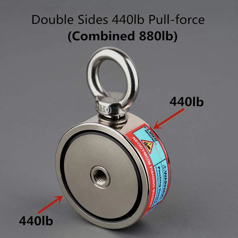 250KG Two Side Magnet Fishing Kit Super Strong Neodymium Magnets Rope Gloves Bag Magnetic Recovery Salvage