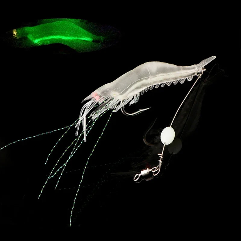 1 Pc Luminous Soft Fishing Lures Fake Shrimp Floating Shaped Lure Bait Bionic Artificial Shrimp with Hook Fishing Tackle