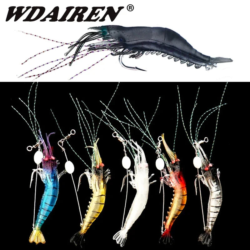 1 Pc Luminous Soft Fishing Lures Fake Shrimp Floating Shaped Lure Bait Bionic Artificial Shrimp with Hook Fishing Tackle