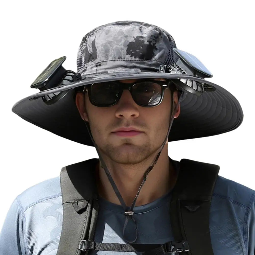 Big Head Wai Fat Wai Size Sunshade Hat Men's Outdoor Fishing Hat Summer Solar Fan Rechargeable Lithium Battery