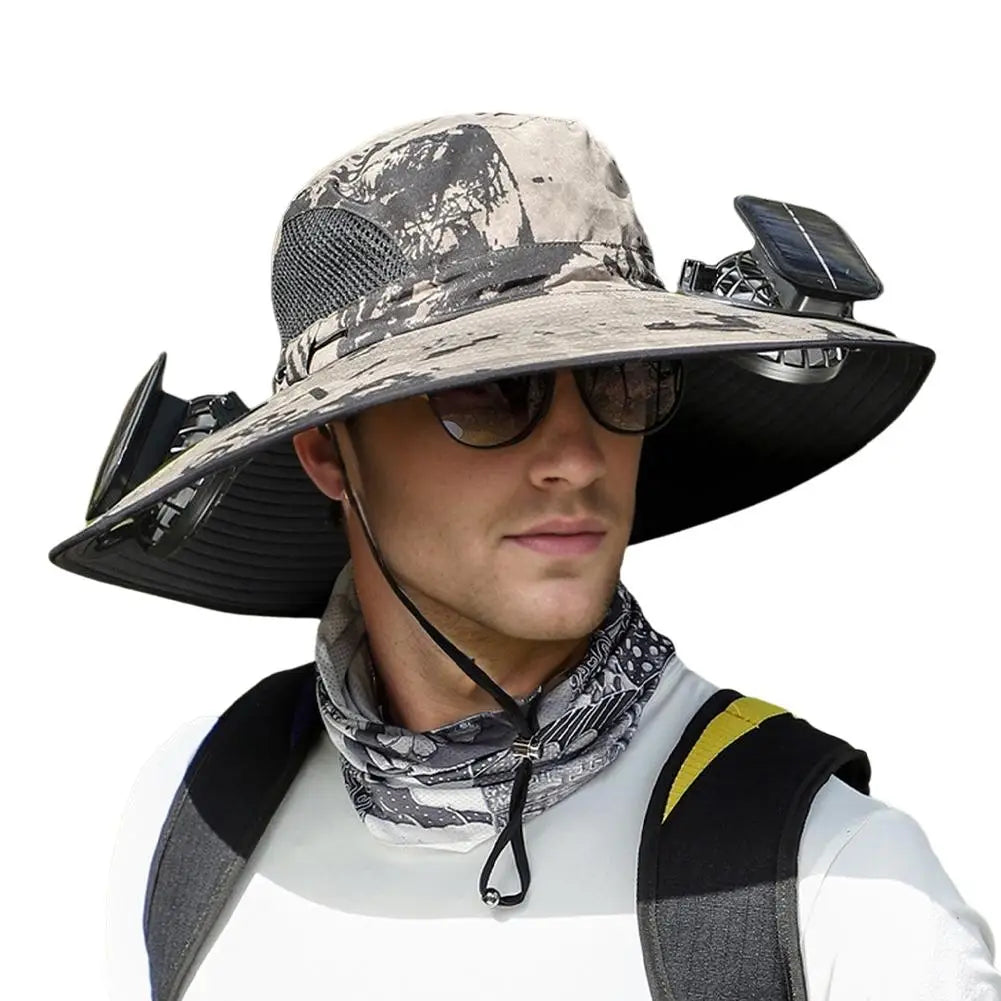 Big Head Wai Fat Wai Size Sunshade Hat Men's Outdoor Fishing Hat Summer Solar Fan Rechargeable Lithium Battery