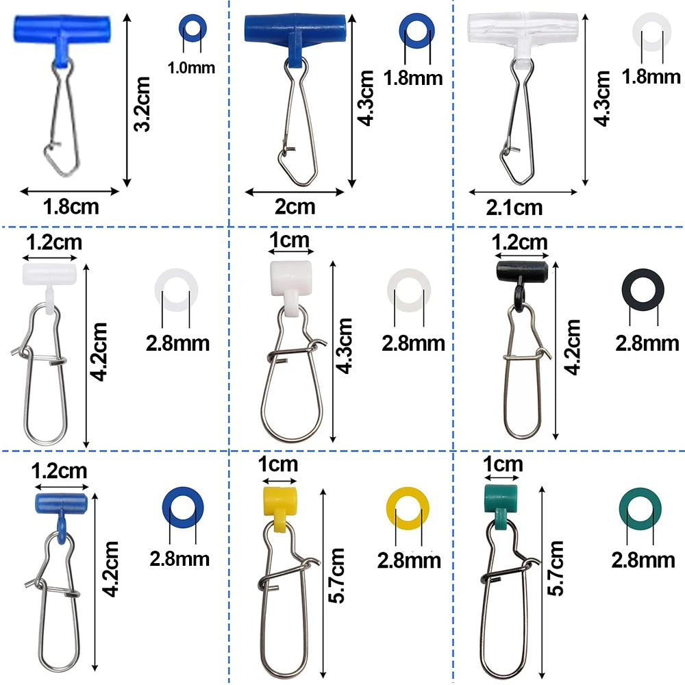 100Pcs fishing slider swivel sinker snap weighted swivel Sliding fishing swivels slides Fishing Line Connector Fishing Tackle