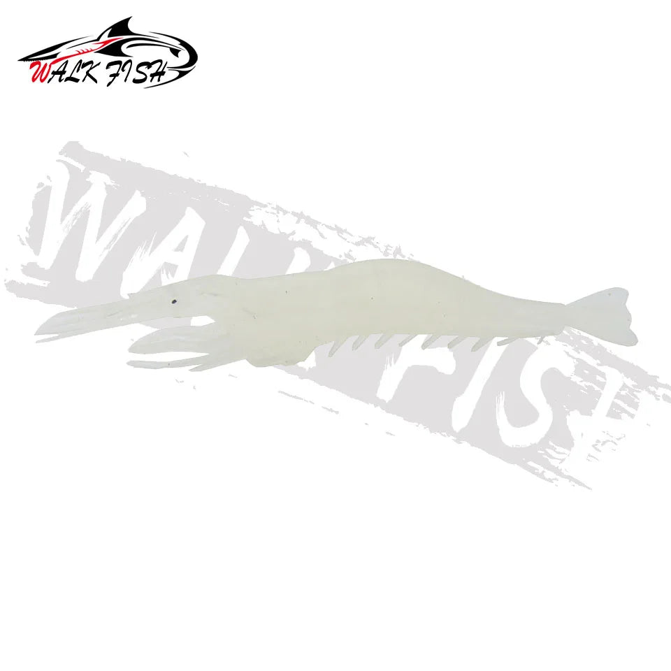 WALK FISH 5PCS Fishing Lure Simulation Grass Shrimp Soft Bait Luminous Eye 9cm 3.8g Artificial Lures With Hook Groove