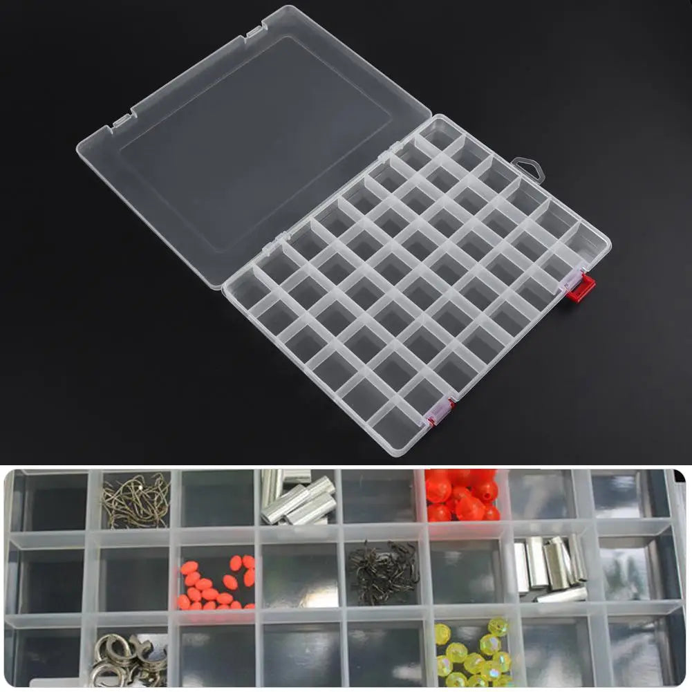 10/15/24/48 Grids Compartment Fishing Tackle Box Transparent Plastic Storage Box Fishing Lure Bait Hook Organizer Case Container