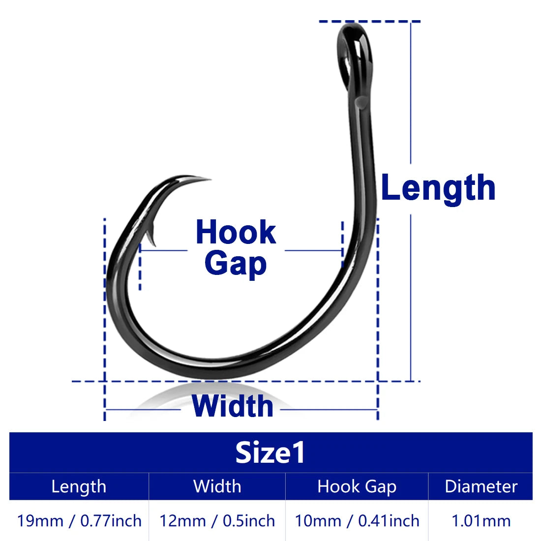 FishTrip Inline Circle Hooks 1X Strong Light Wire Freshwater Hook Live Bait for Tarpon, for Marlin & Deep-dropping for Swordfish