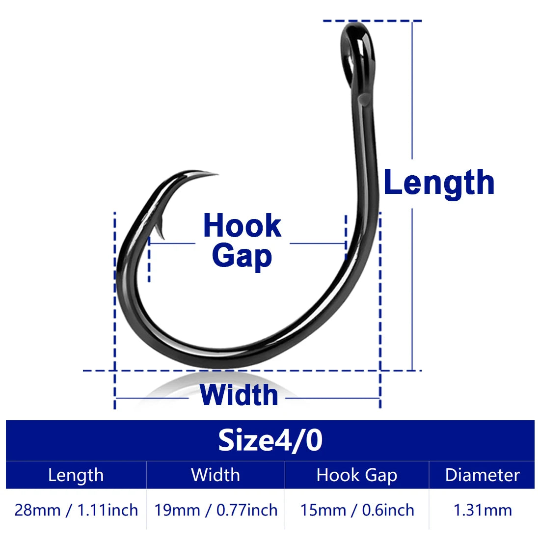 FishTrip Inline Circle Hooks 1X Strong Light Wire Freshwater Hook Live Bait for Tarpon, for Marlin & Deep-dropping for Swordfish