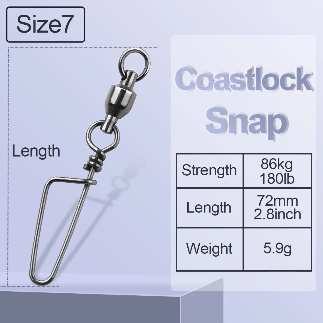 FishTrip Fishing Snap Swivels Ball Bearing Swivels with Stainless Steel Coastlock Snap Corrosion Resistant Black Nickel Coating