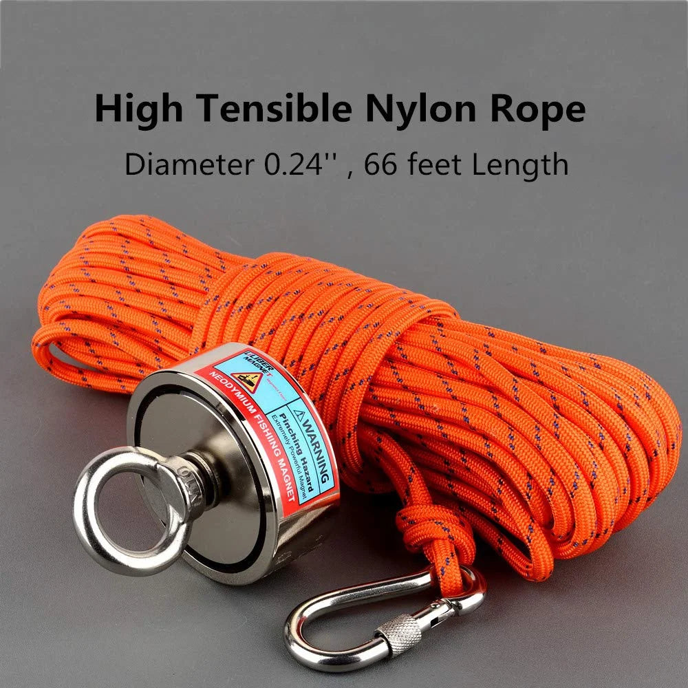 250KG Two Side Magnet Fishing Kit Super Strong Neodymium Magnets Rope Gloves Bag Magnetic Recovery Salvage