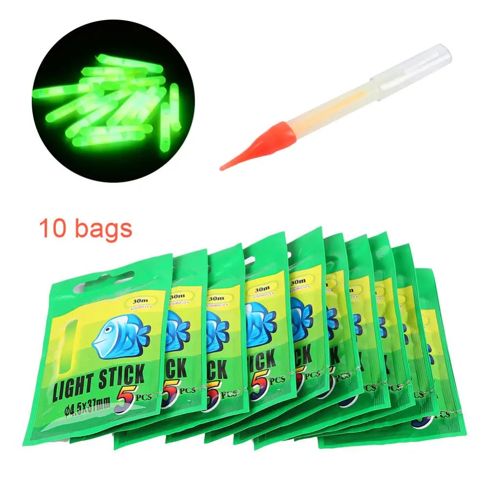 50pcs Fishing Float Light Stick Fireflies Fluorescent Lightstick Night Float Rod Light Dark Glow Stick Fishing Tackle Supplies