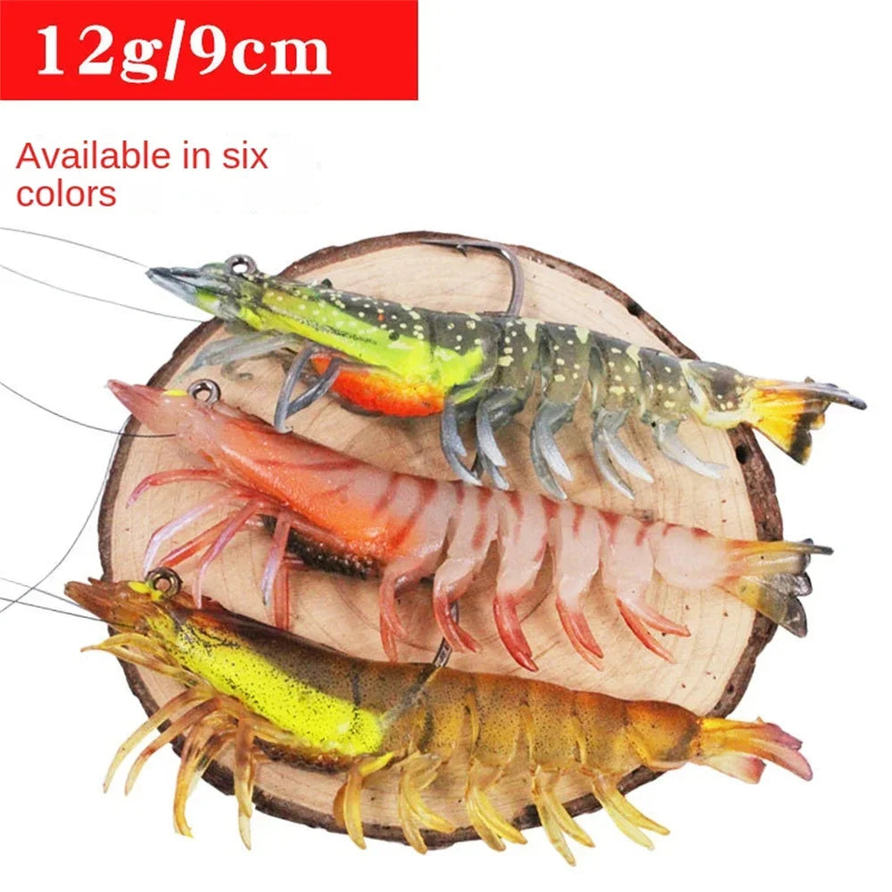 90mm Luminous Shrimp Silicone Artificial Bait Simulation Soft Prawn With Hooks Carp Wobbler For Fishing Tackle Lures Accessories