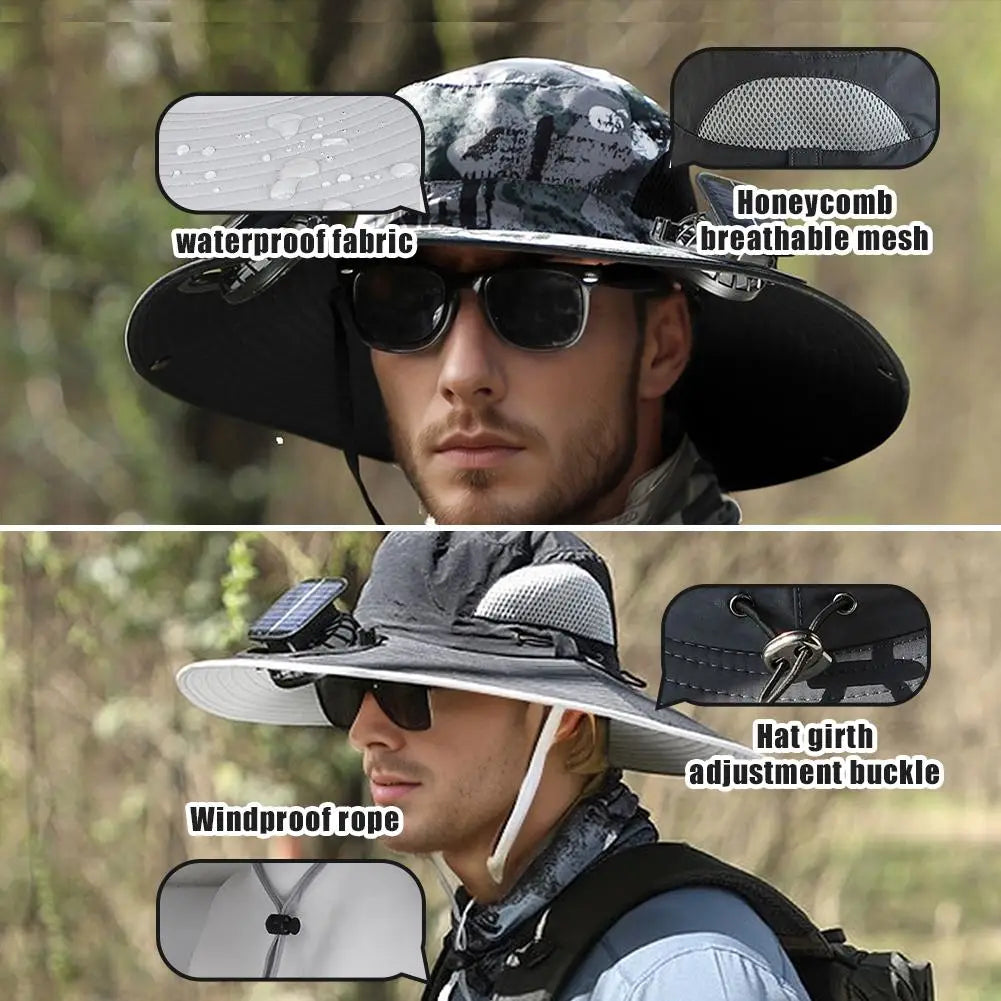 Big Head Wai Fat Wai Size Sunshade Hat Men's Outdoor Fishing Hat Summer Solar Fan Rechargeable Lithium Battery