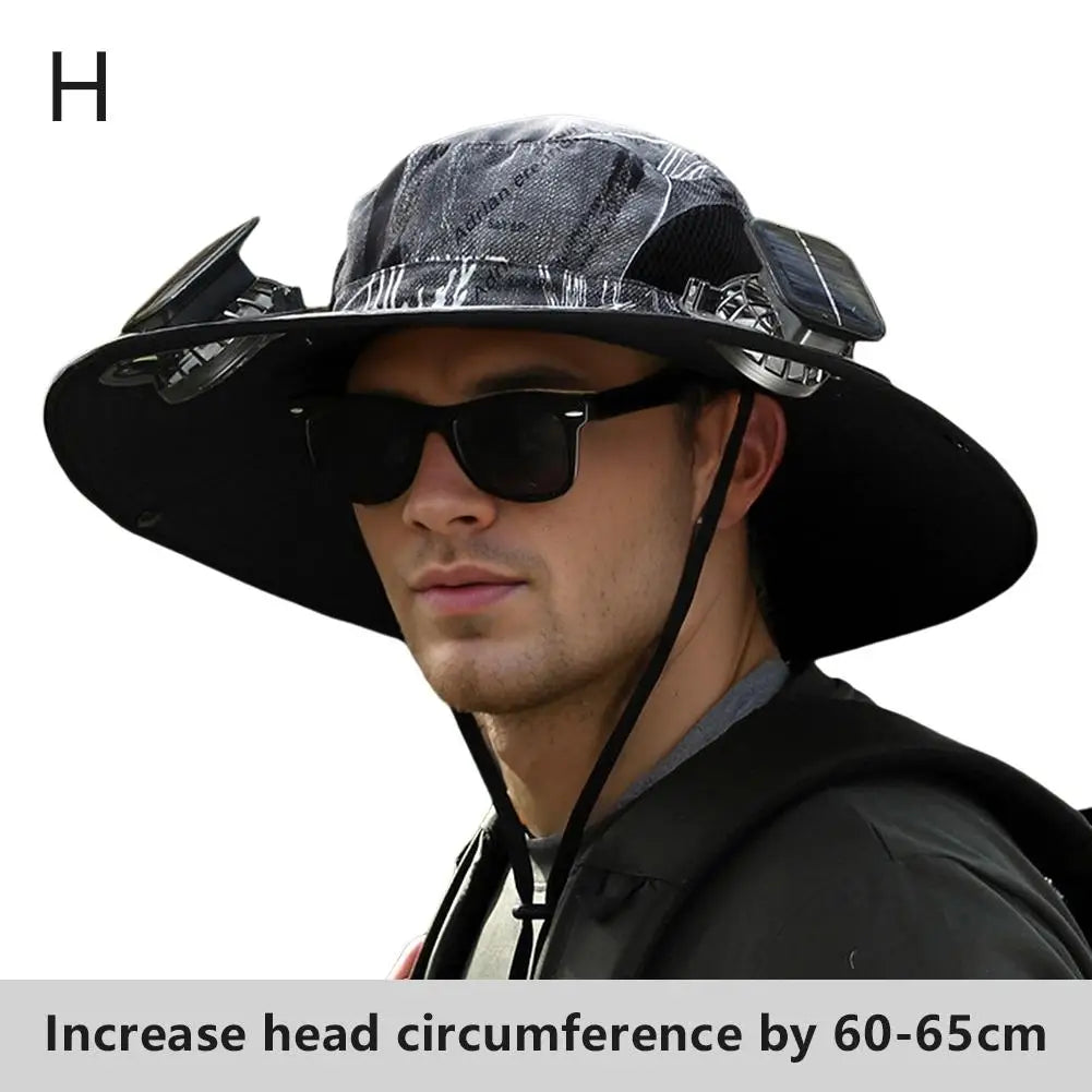 Big Head Wai Fat Wai Size Sunshade Hat Men's Outdoor Fishing Hat Summer Solar Fan Rechargeable Lithium Battery