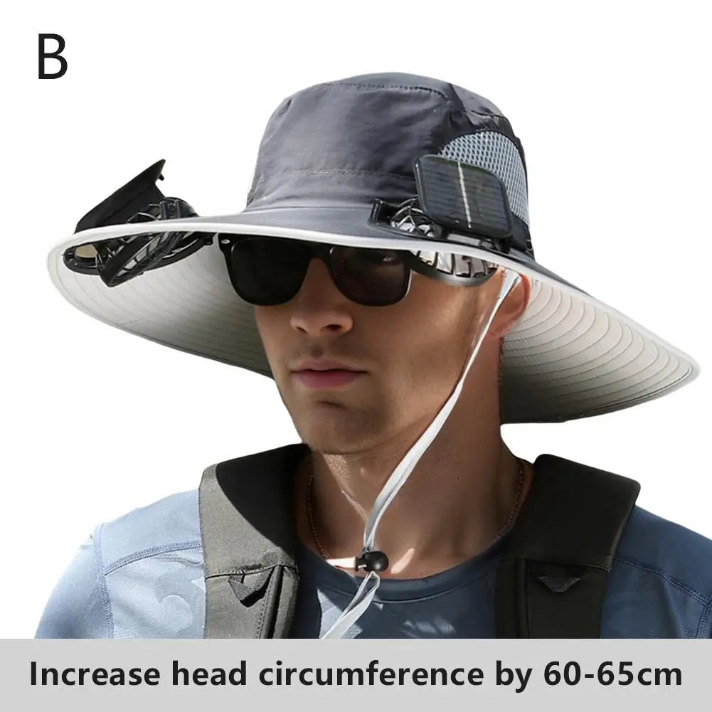 Big Head Wai Fat Wai Size Sunshade Hat Men's Outdoor Fishing Hat Summer Solar Fan Rechargeable Lithium Battery