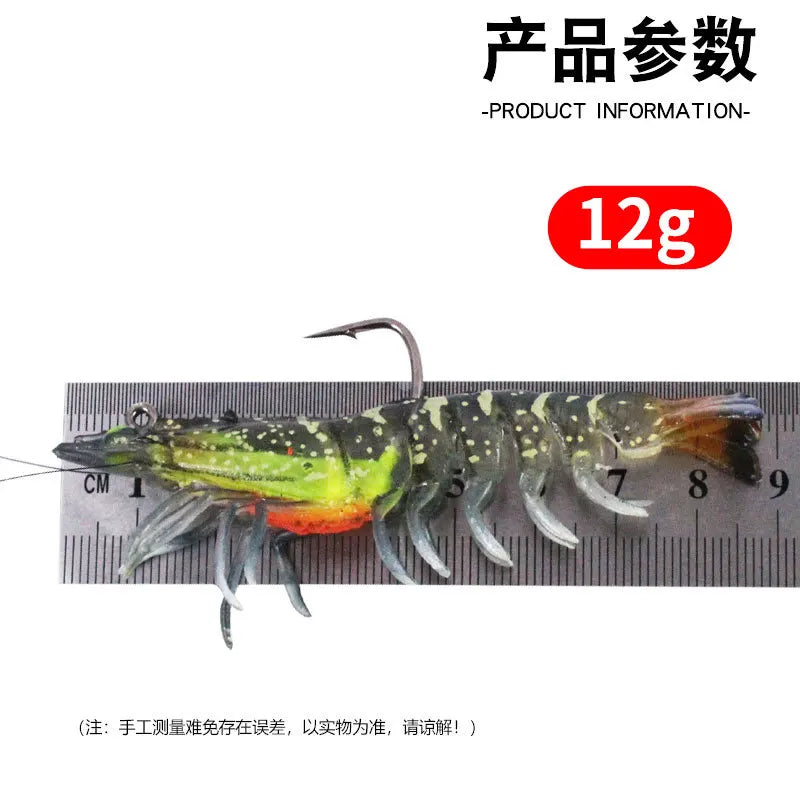 90mm Luminous Shrimp Silicone Artificial Bait Simulation Soft Prawn With Hooks Carp Wobbler For Fishing Tackle Lures Accessories