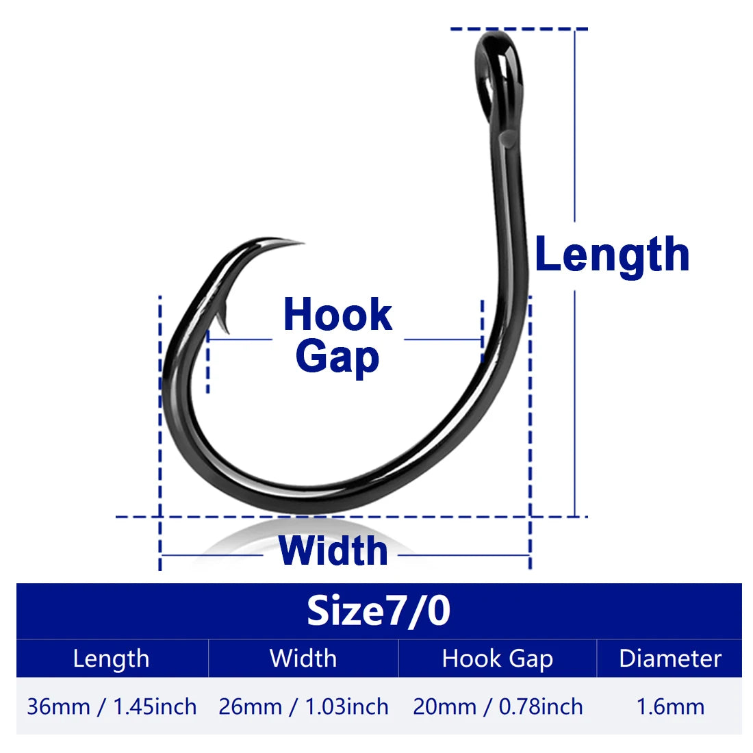 FishTrip Inline Circle Hooks 1X Strong Light Wire Freshwater Hook Live Bait for Tarpon, for Marlin & Deep-dropping for Swordfish