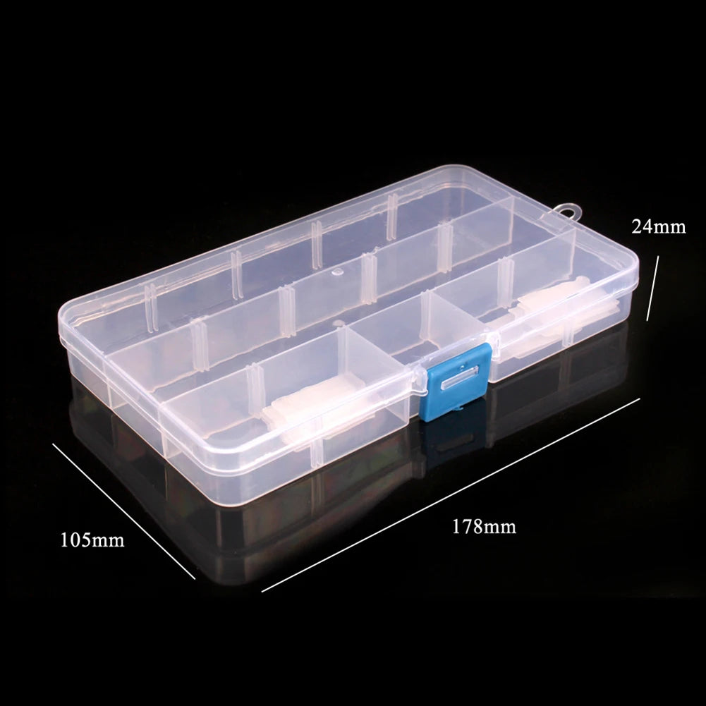 10/15/24/48 Grids Compartment Fishing Tackle Box Transparent Plastic Storage Box Fishing Lure Bait Hook Organizer Case Container