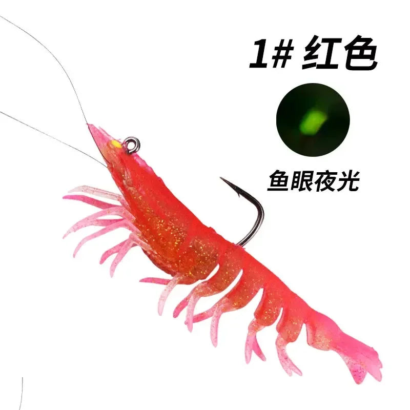 90mm Luminous Shrimp Silicone Artificial Bait Simulation Soft Prawn With Hooks Carp Wobbler For Fishing Tackle Lures Accessories