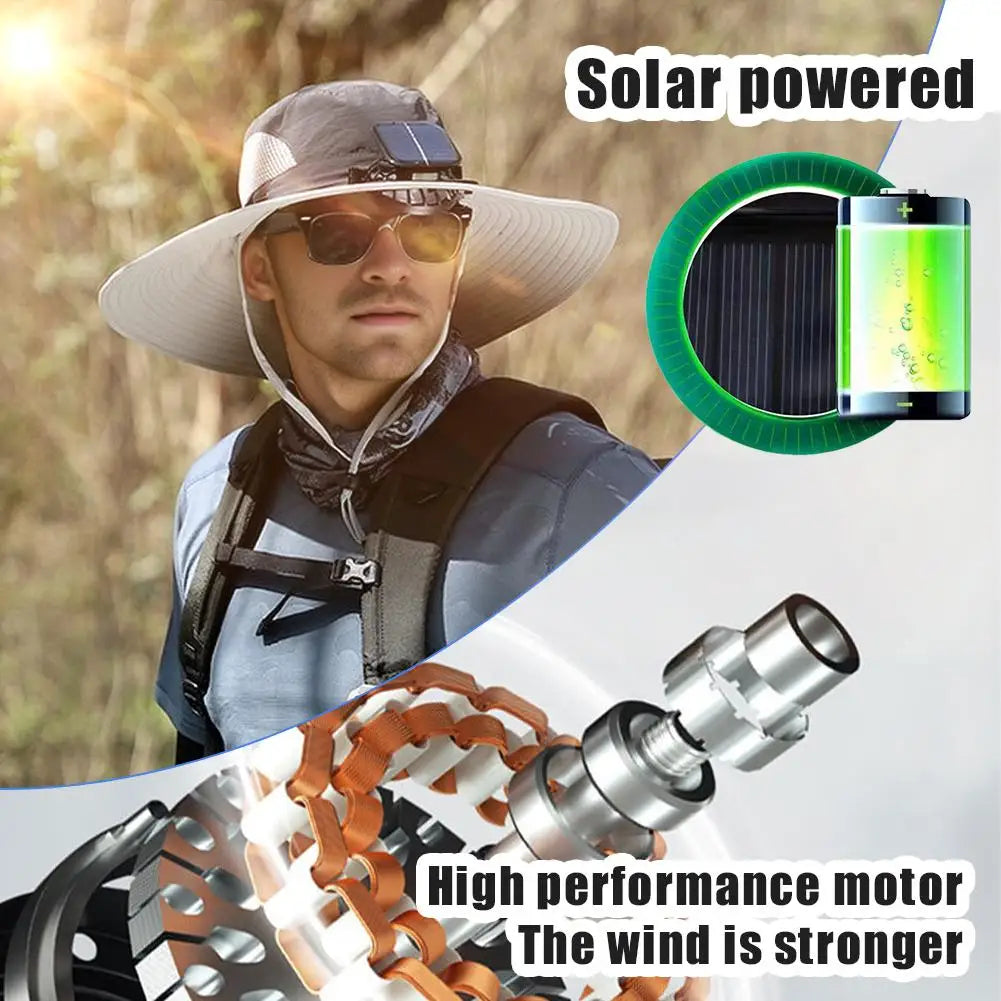 Big Head Wai Fat Wai Size Sunshade Hat Men's Outdoor Fishing Hat Summer Solar Fan Rechargeable Lithium Battery