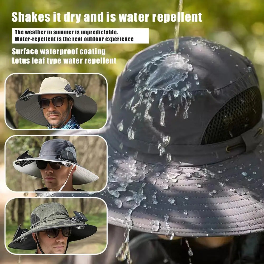 Big Head Wai Fat Wai Size Sunshade Hat Men's Outdoor Fishing Hat Summer Solar Fan Rechargeable Lithium Battery