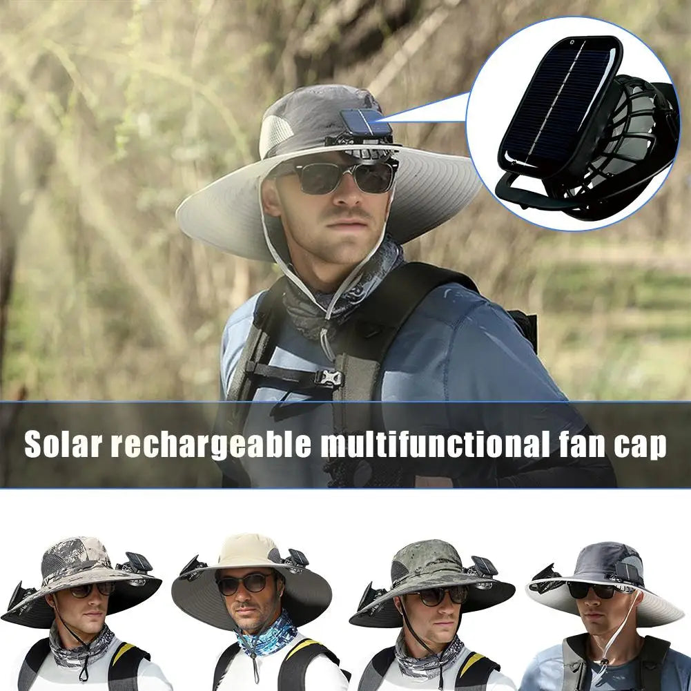 Big Head Wai Fat Wai Size Sunshade Hat Men's Outdoor Fishing Hat Summer Solar Fan Rechargeable Lithium Battery