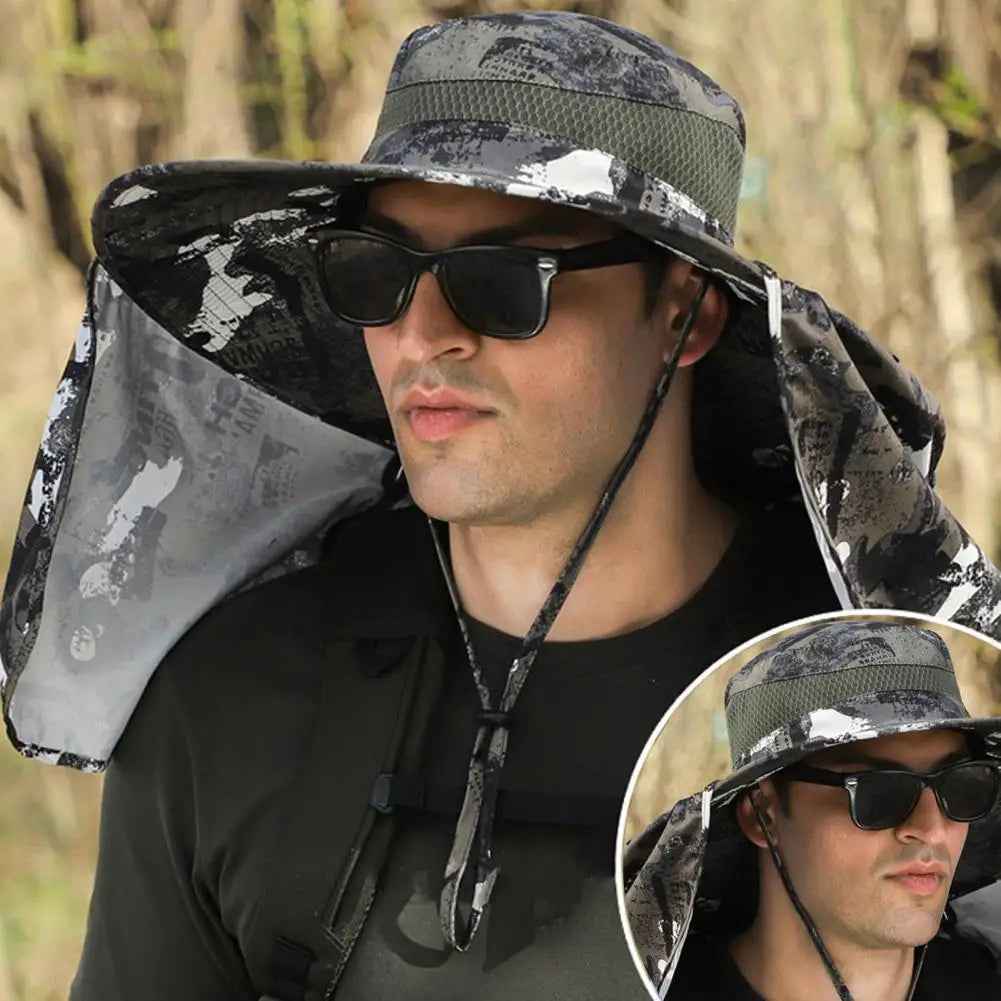 Solar Fan Hat With Neck Flap USB Rechargeable UV Dual Cooling Fan Fishing Hat Foldable Men Women Hiking Sun Hat