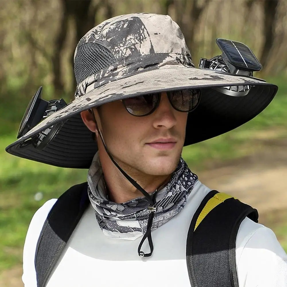 Big Head Wai Fat Wai Size Sunshade Hat Men's Outdoor Fishing Hat Summer Solar Fan Rechargeable Lithium Battery