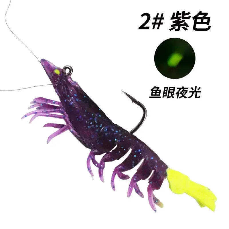 90mm Luminous Shrimp Silicone Artificial Bait Simulation Soft Prawn With Hooks Carp Wobbler For Fishing Tackle Lures Accessories