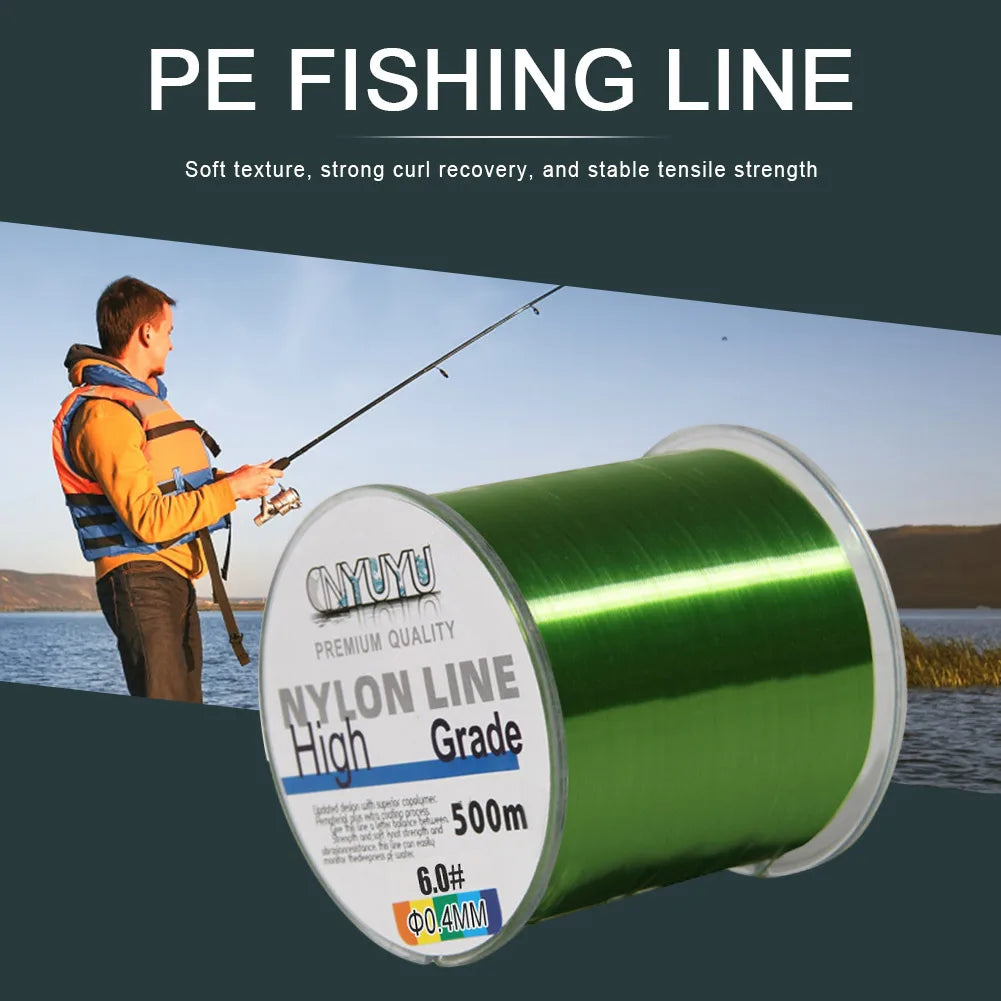 500M Nylon Fishing Line Monofilament Material From Japan Multiple Colour Lake River Carp Line Saltwater Fishing Accessories