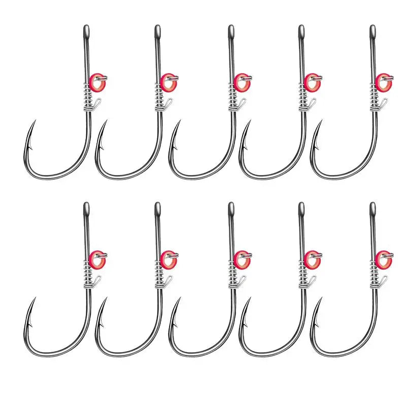 10Pcs/Set Live Shrimp Bait Hooks Carbon Steel Barbed Fishhook with Hole Catfish Bass Fishing Hook Fishing Tackle For Soft Lures