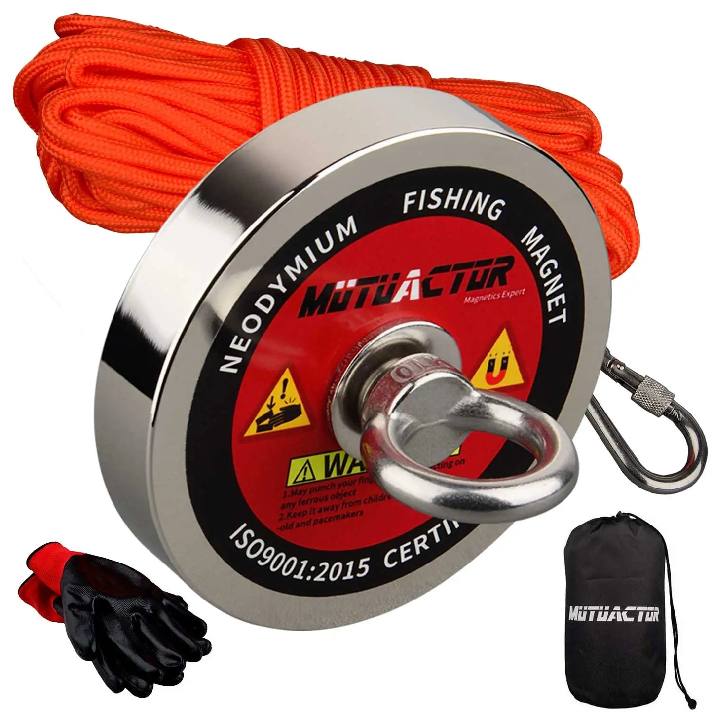 Strong Fishing Magnet Kit 150KG/220KG/300KG/450KG/500KG Heavy Duty 49feet Rope Gloves Locking Carabiner,Threadlocker