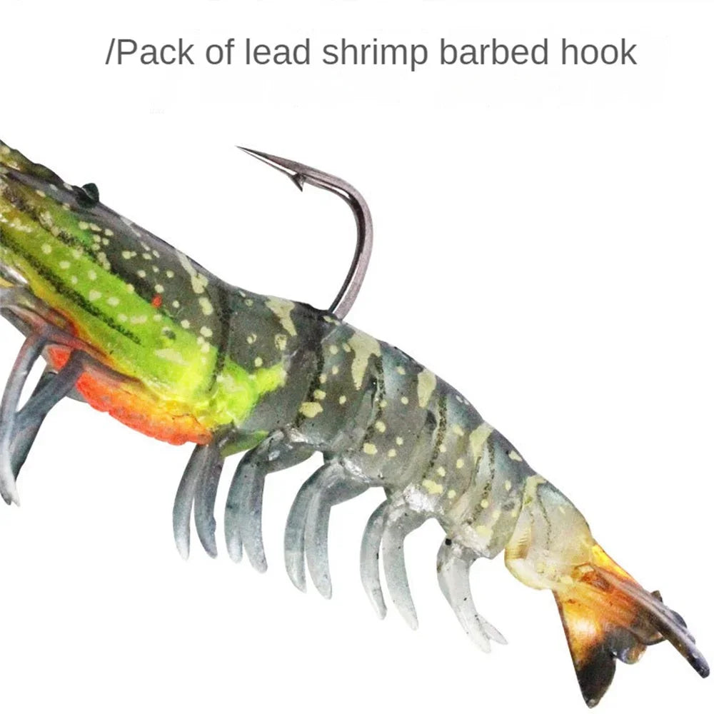 90mm Luminous Shrimp Silicone Artificial Bait Simulation Soft Prawn With Hooks Carp Wobbler For Fishing Tackle Lures Accessories